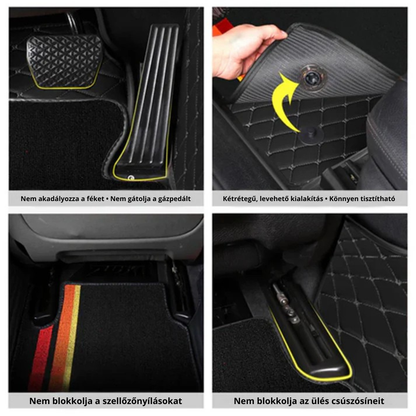 Prémium autószőnyegek PVC és műbőr kivitelben, minden időjáráshoz, vízálló kialakítással – komplett első és hátsó szett